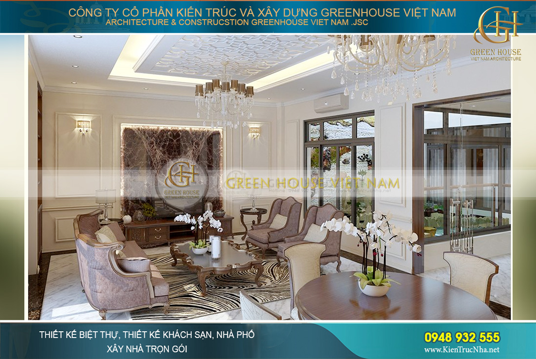 thiết kế nội thất biệt thự tân cổ điển tại Bắc Giang