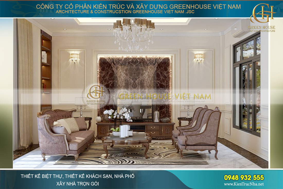 thiết kế nội thất biệt thự tân cổ điển tại Bắc Giang