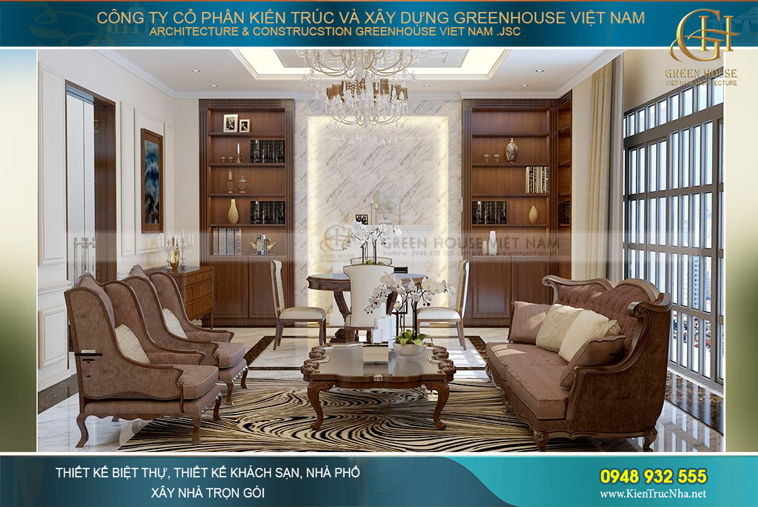 thiết kế nội thất biệt thự tân cổ điển tại Bắc Giang