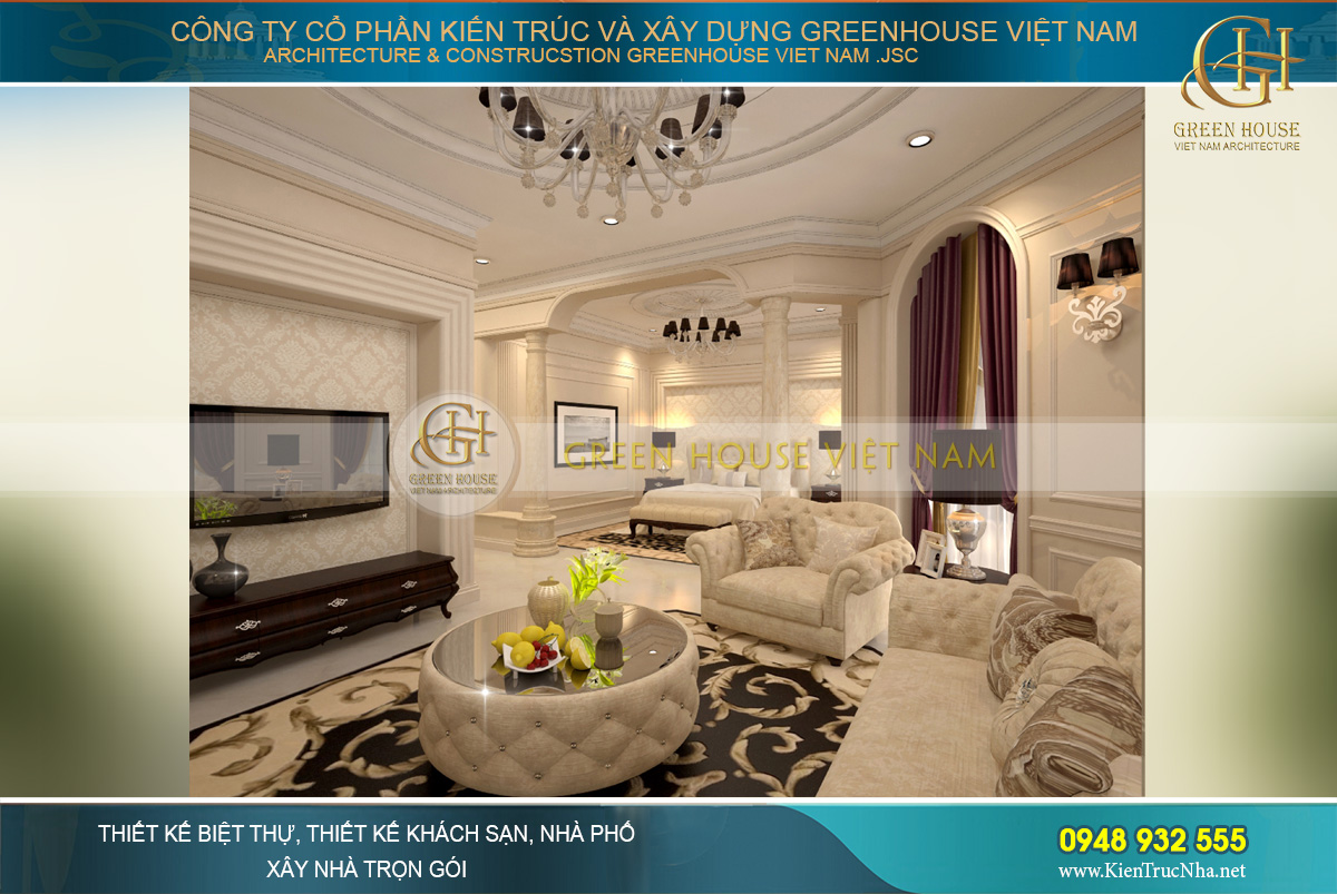 thiết kế nội thất biệt thự cổ điển tại Phan Thiết