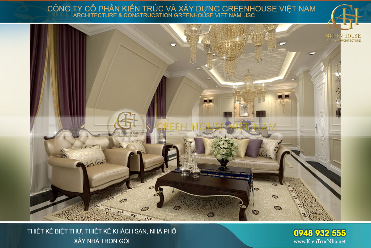 thiết kế nội thất biệt thự cổ điển tại Phan Thiết