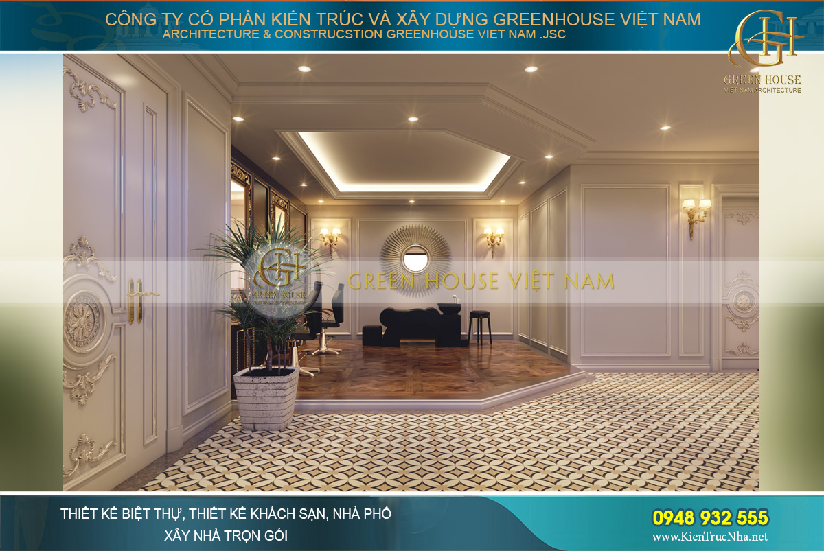 thiết kế nội thất dinh thự cổ điển 4 tầng Rạng Đông