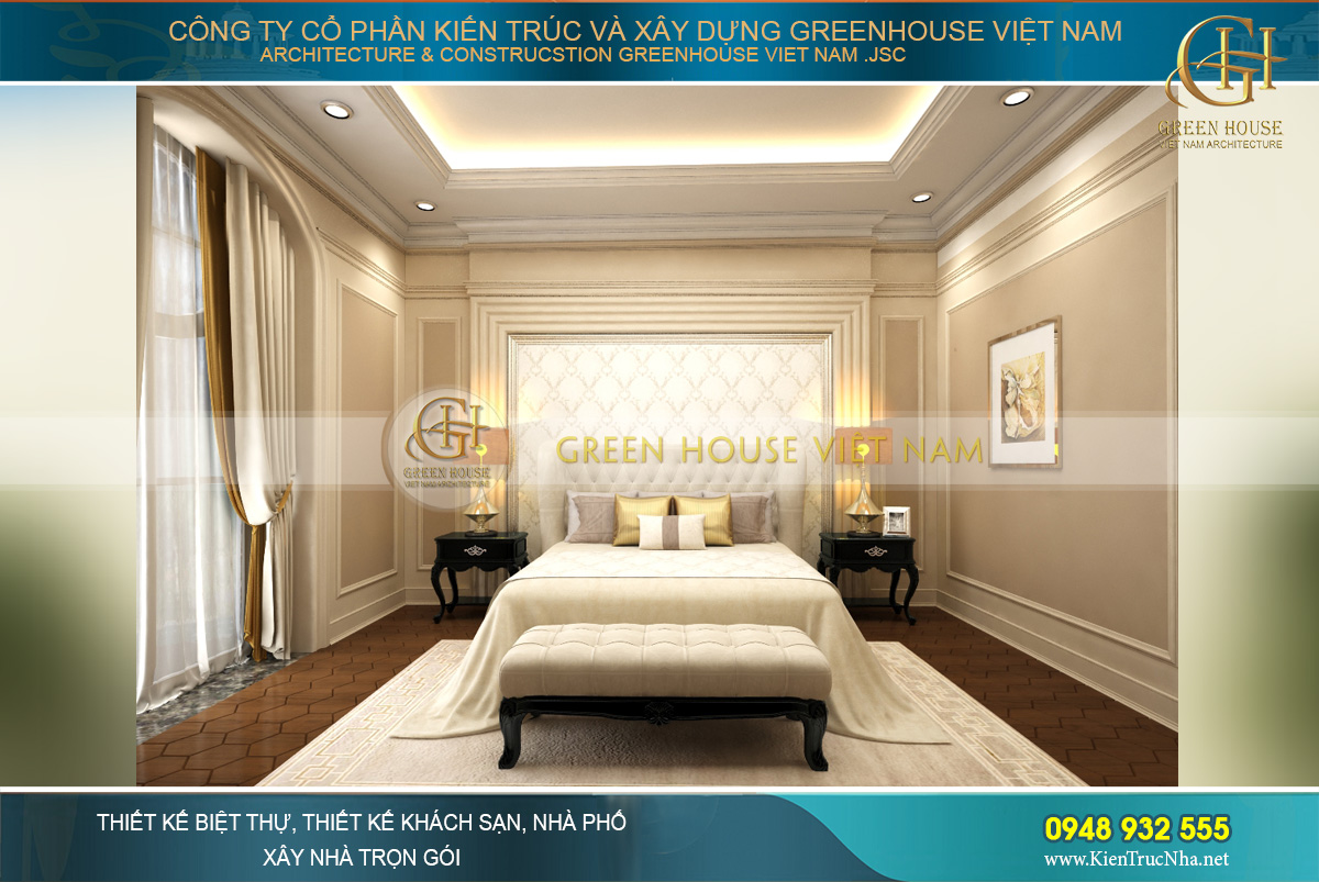thiết kế nội thất dinh thự cổ điển 4 tầng Rạng Đông