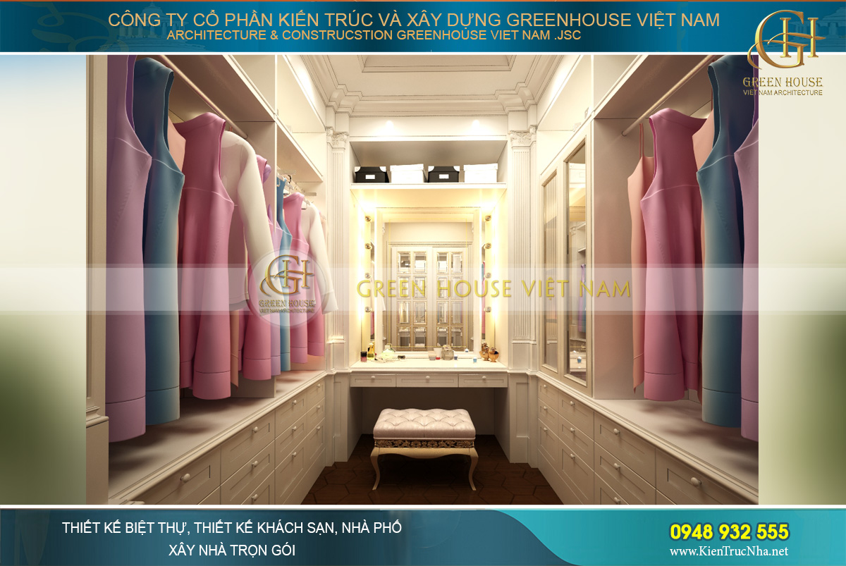 thiết kế nội thất dinh thự cổ điển 4 tầng Rạng Đông