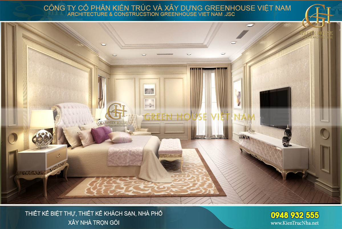 thiết kế nội thất dinh thự cổ điển 4 tầng Rạng Đông