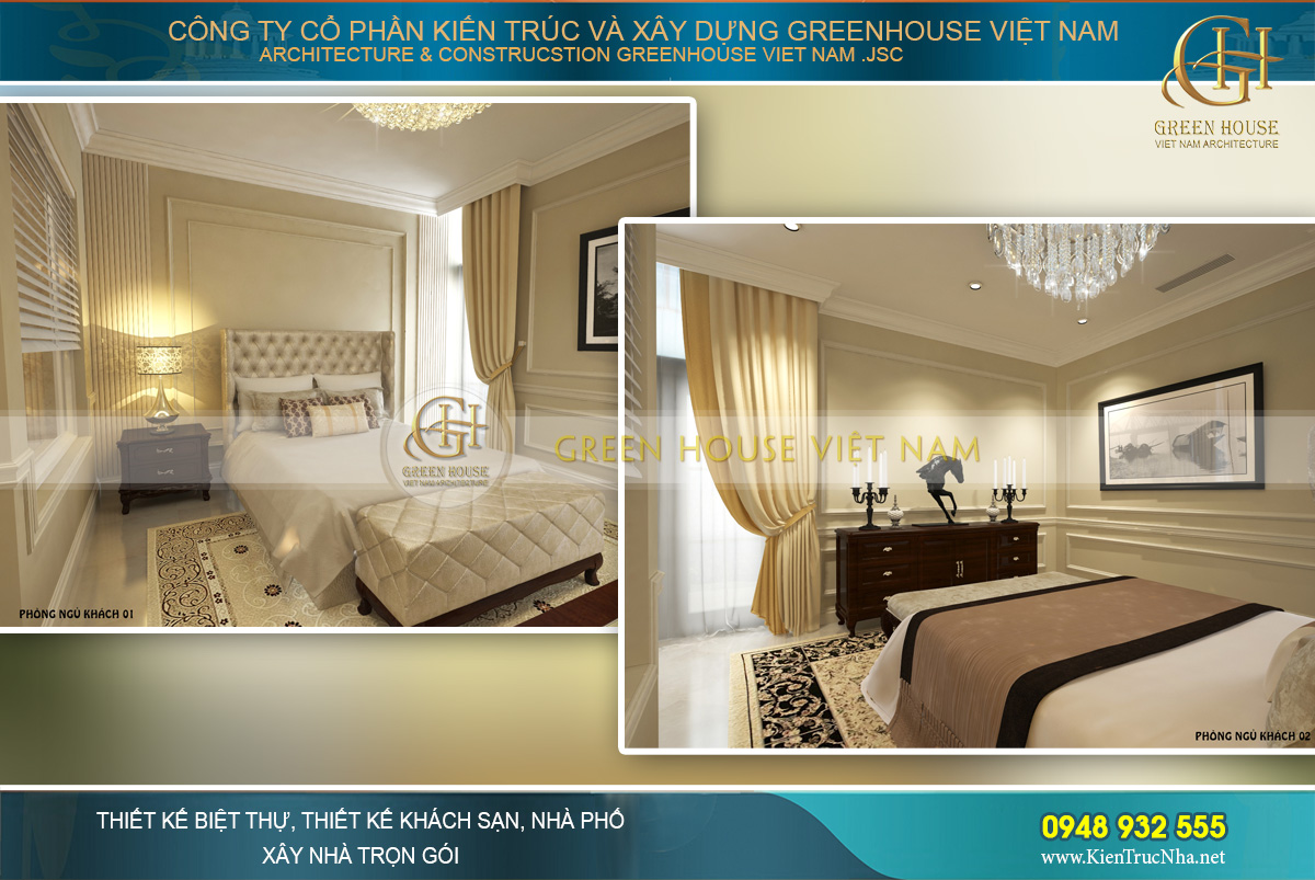 thiết kế nội thất dinh thự cổ điển 4 tầng Rạng Đông