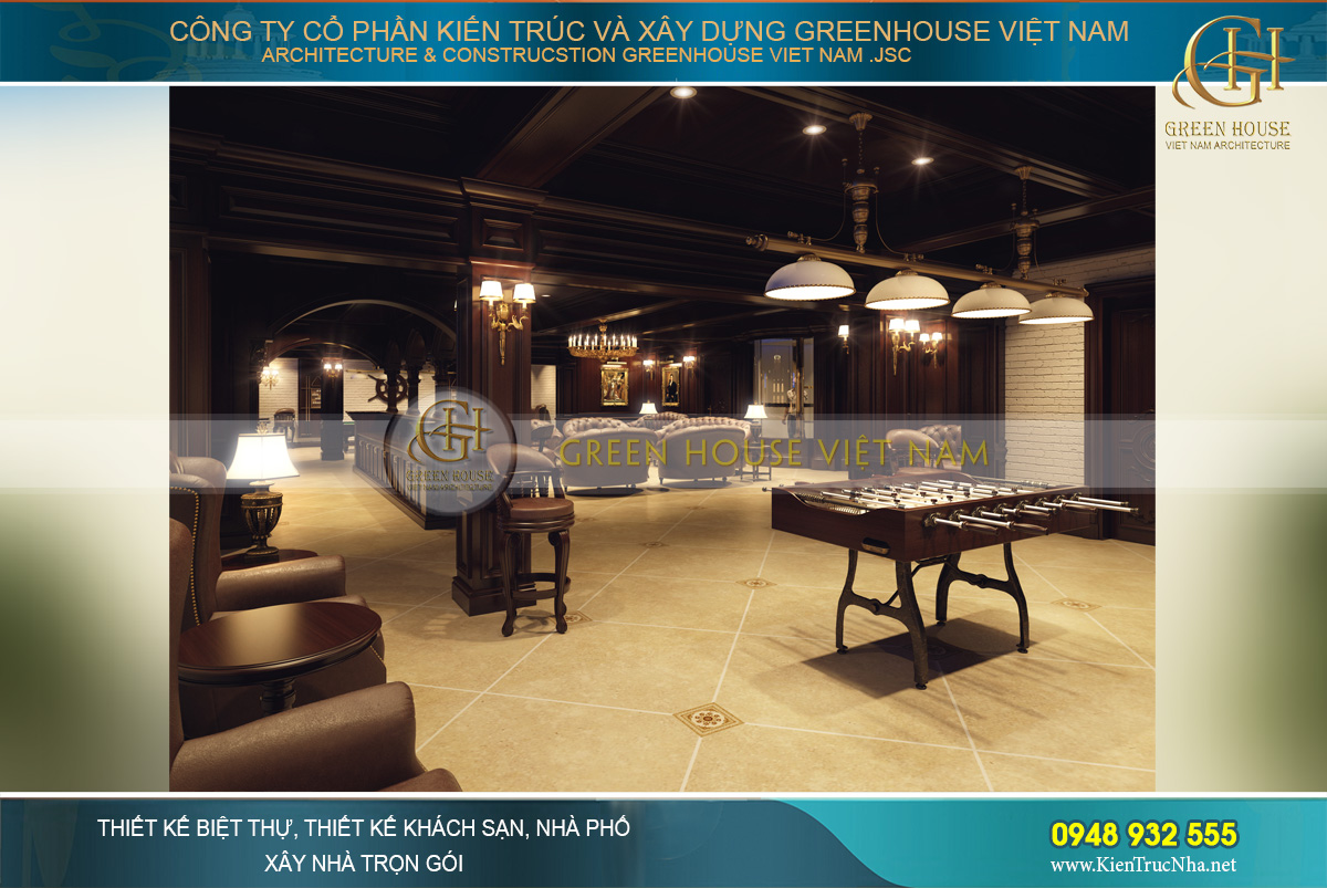 thiết kế nội thất dinh thự cổ điển 4 tầng Rạng Đông