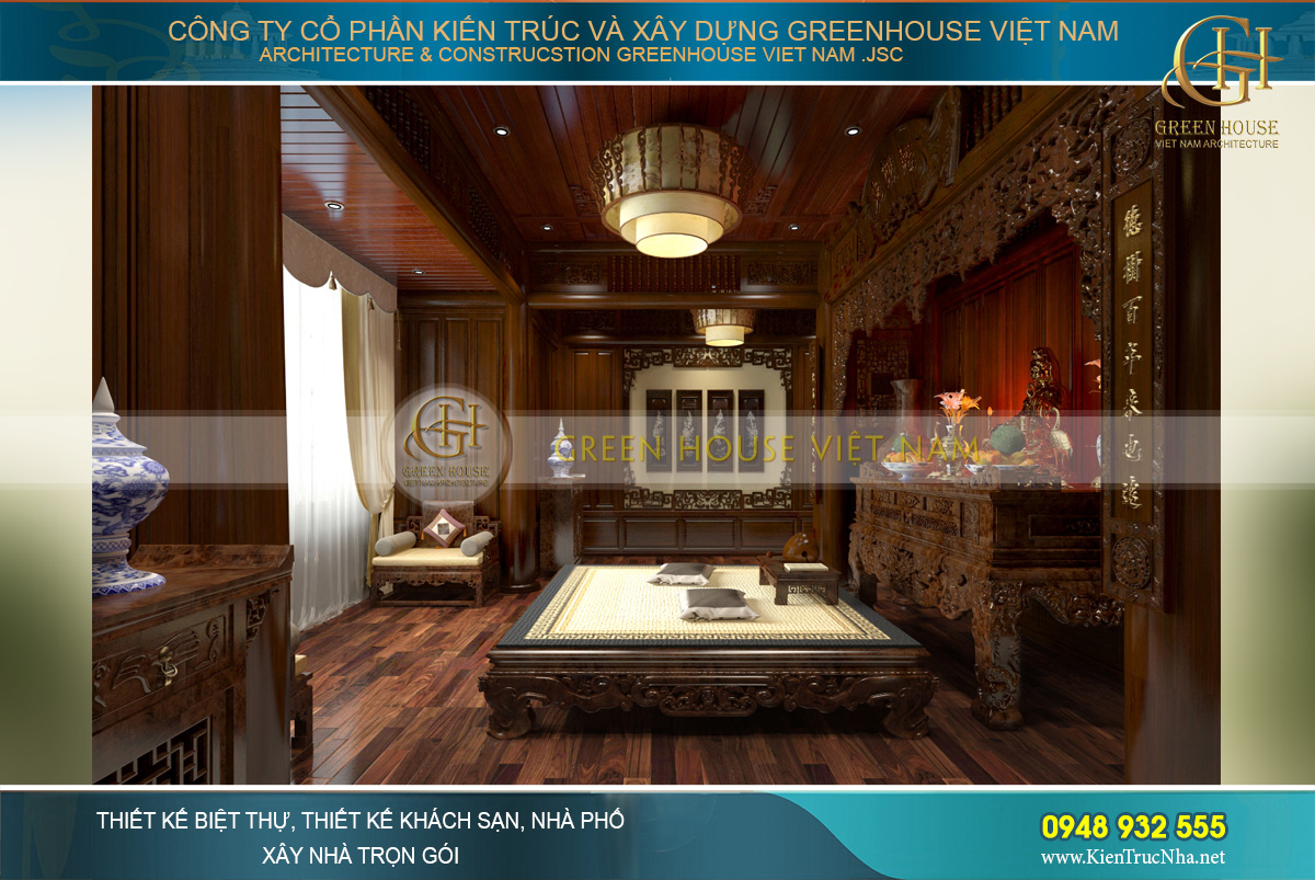 thiết kế nội thất dinh thự cổ điển 4 tầng Rạng Đông