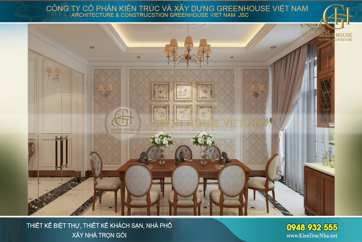thiết kế nội thất nhà phố tân cổ điển 4 tầng