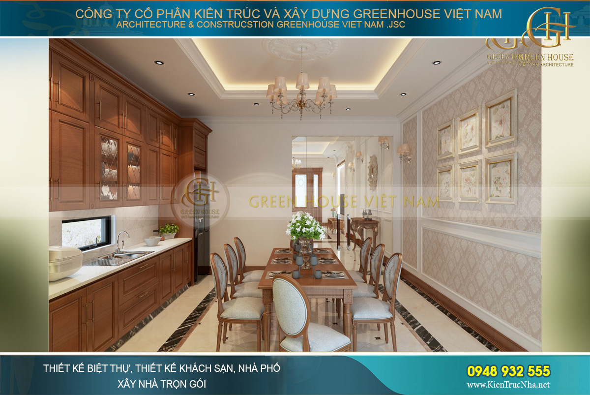 thiết kế nội thất nhà phố tân cổ điển 4 tầng