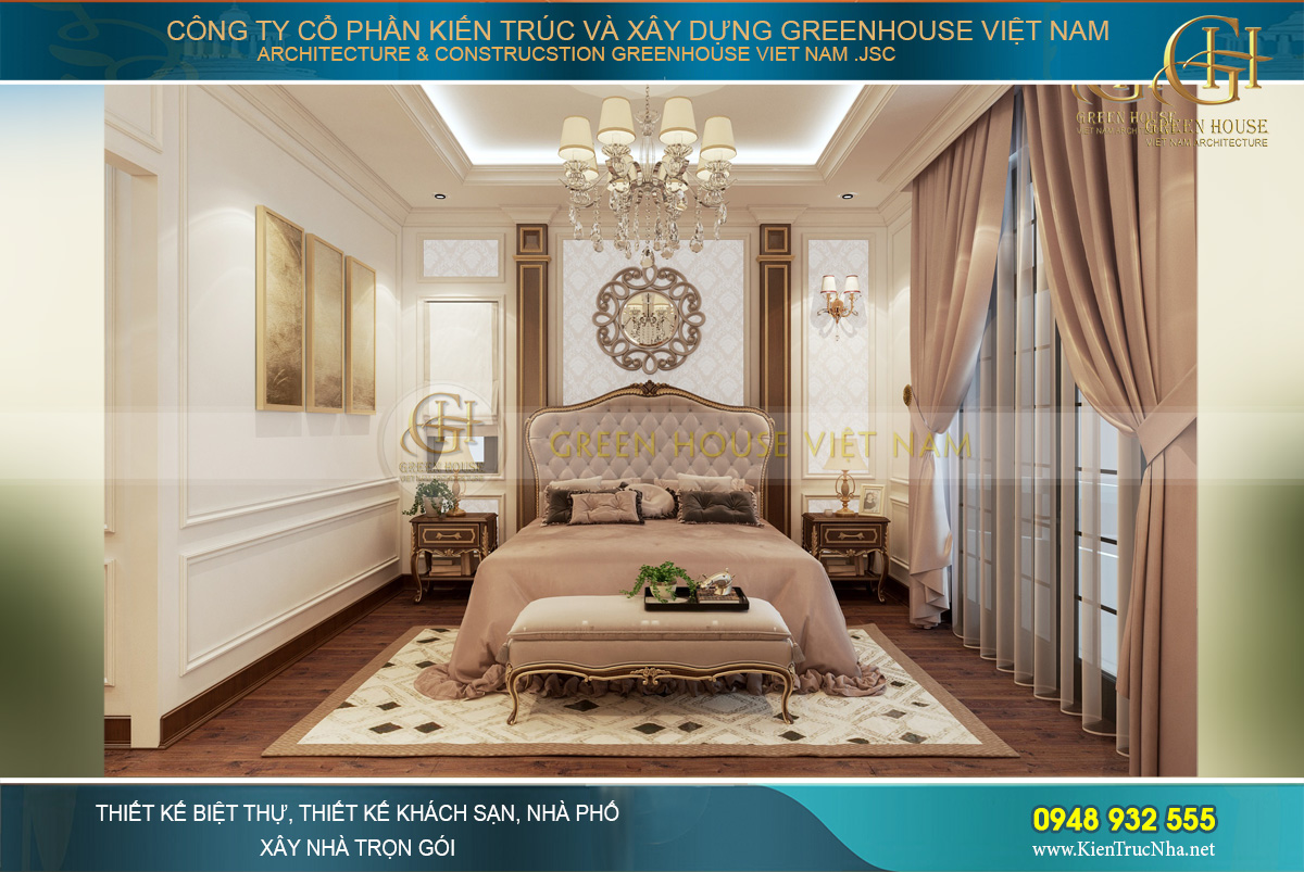 thiết kế nội thất nhà phố tân cổ điển 4 tầng