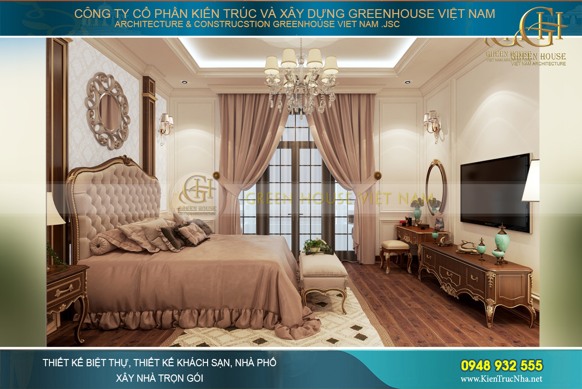 thiết kế nội thất nhà phố tân cổ điển 4 tầng