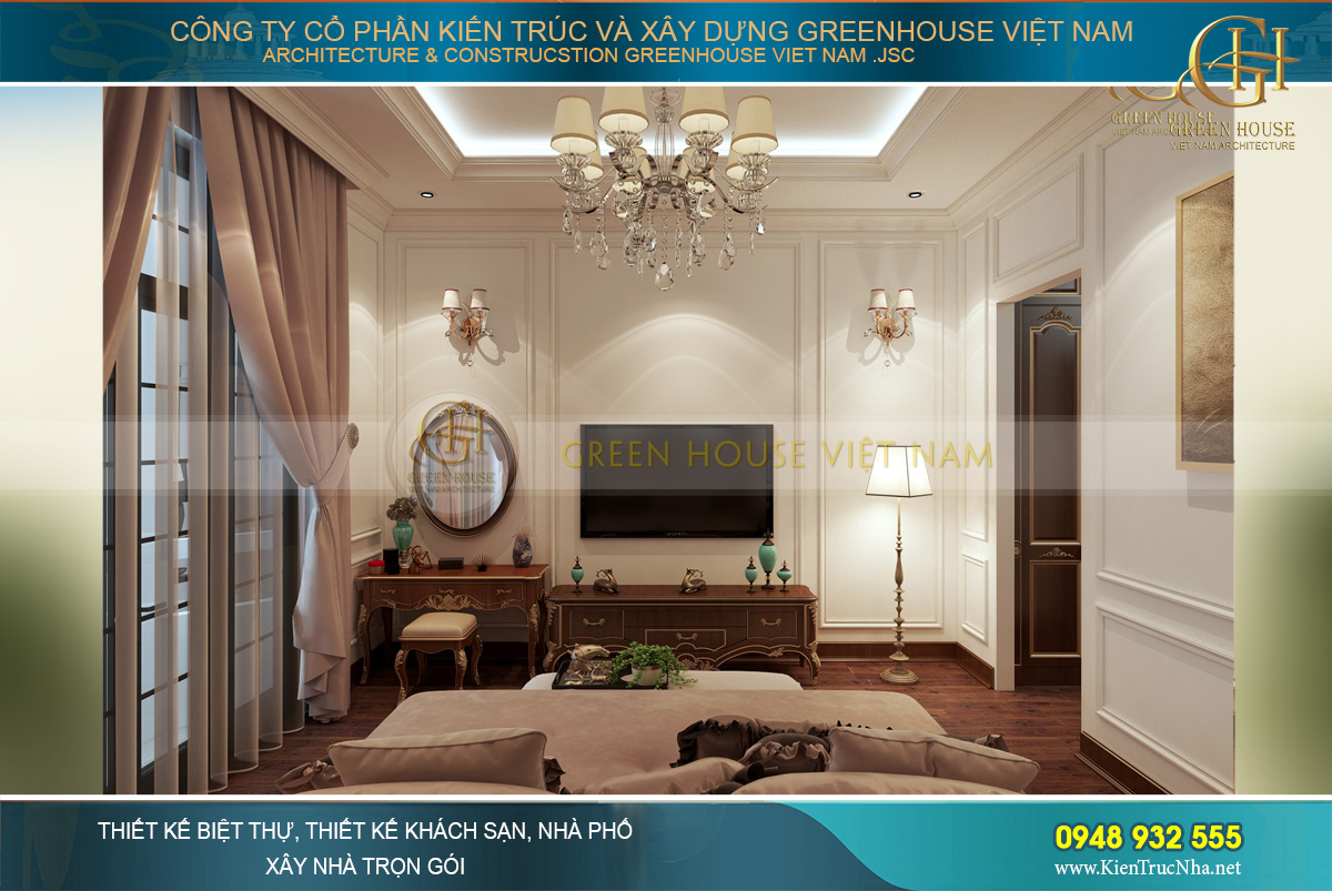 thiết kế nội thất nhà phố tân cổ điển 4 tầng
