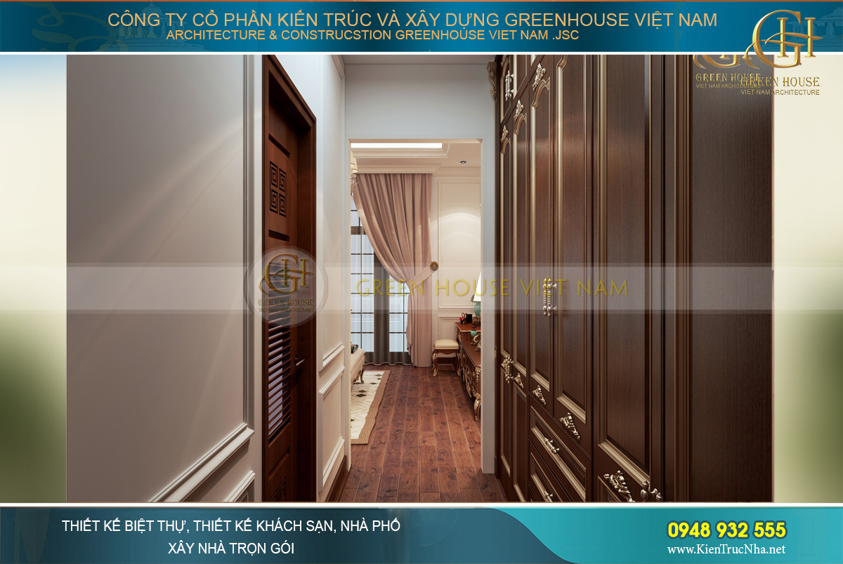 thiết kế nội thất nhà phố tân cổ điển 4 tầng