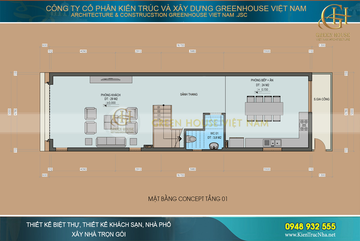 thiết kế nội thất nhà phố tân cổ điển 4 tầng
