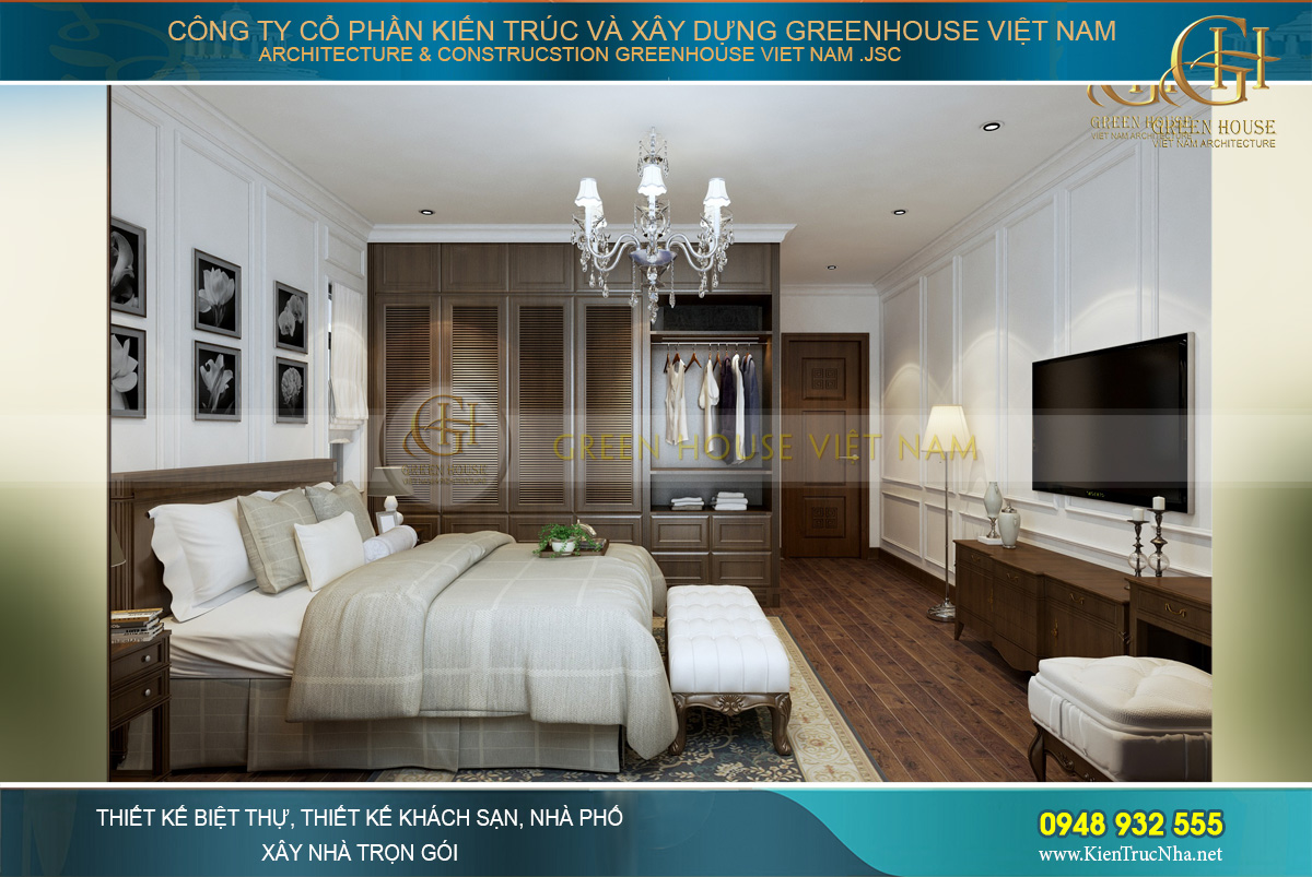 thiết kế nội thất nhà phố tân cổ điển 4 tầng
