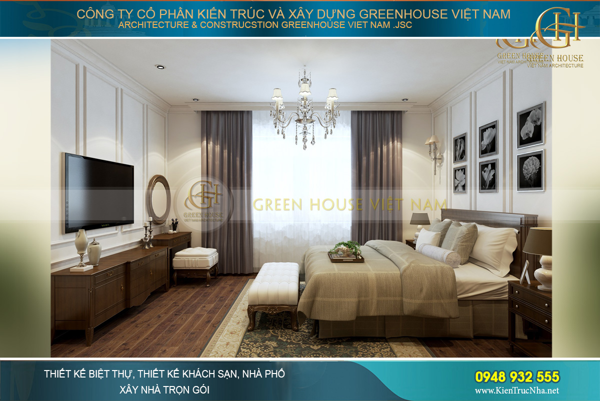 thiết kế nội thất nhà phố tân cổ điển 4 tầng