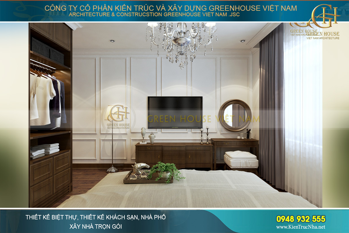 thiết kế nội thất nhà phố tân cổ điển 4 tầng