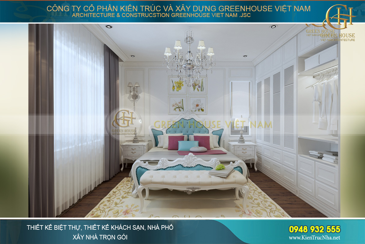 thiết kế nội thất nhà phố tân cổ điển 4 tầng