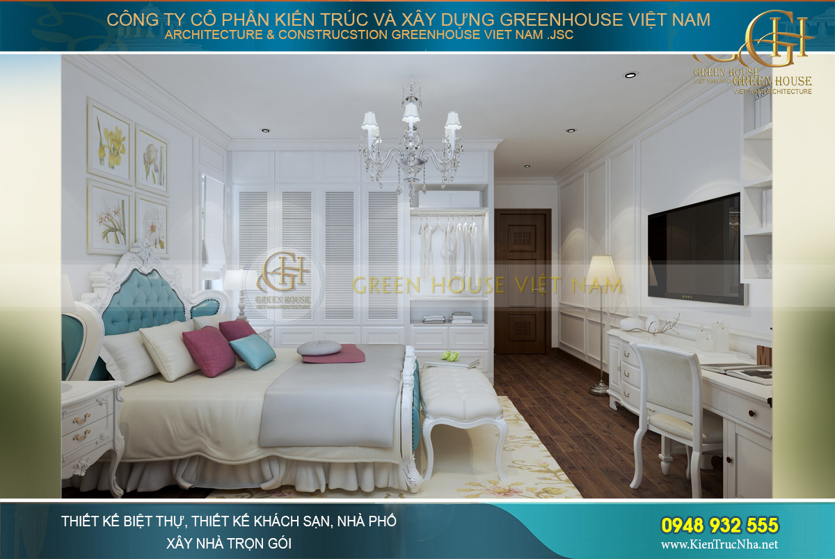 thiết kế nội thất nhà phố tân cổ điển 4 tầng
