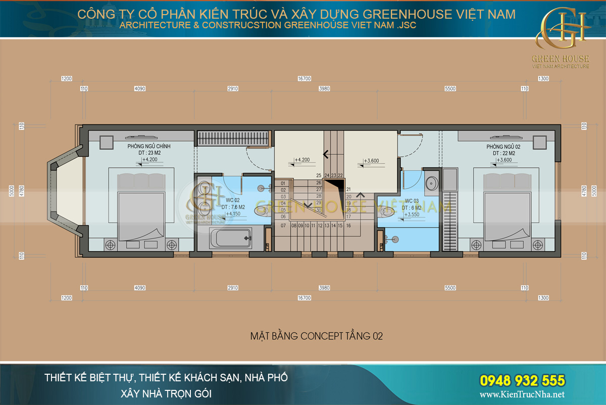 thiết kế nội thất nhà phố tân cổ điển 4 tầng