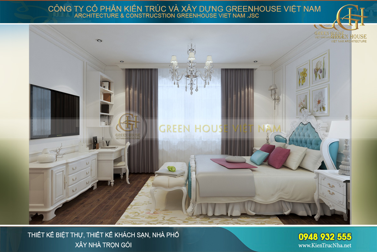 thiết kế nội thất nhà phố tân cổ điển 4 tầng