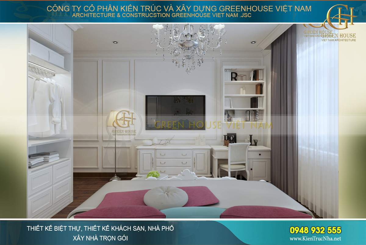 thiết kế nội thất nhà phố tân cổ điển 4 tầng