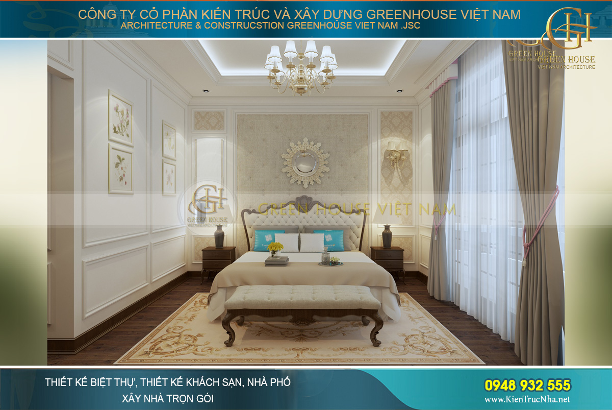 thiết kế nội thất nhà phố tân cổ điển 4 tầng
