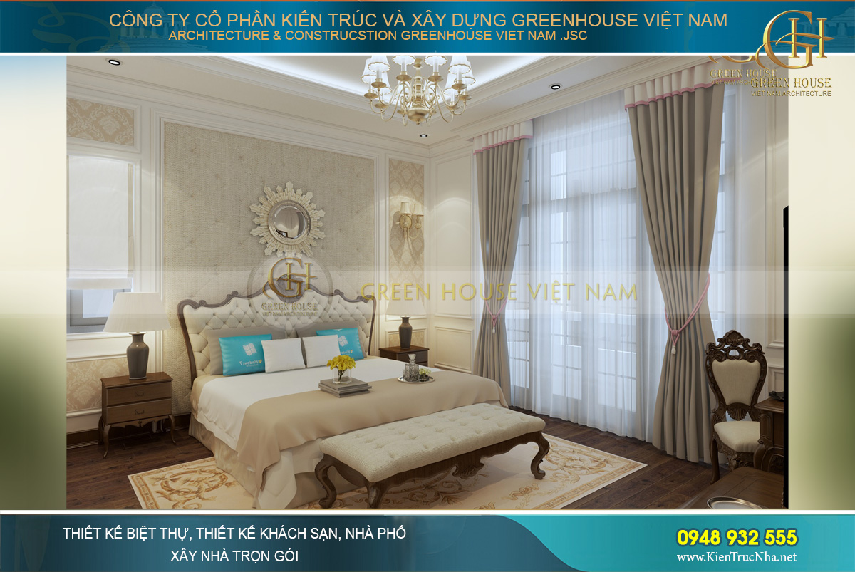 thiết kế nội thất nhà phố tân cổ điển 4 tầng