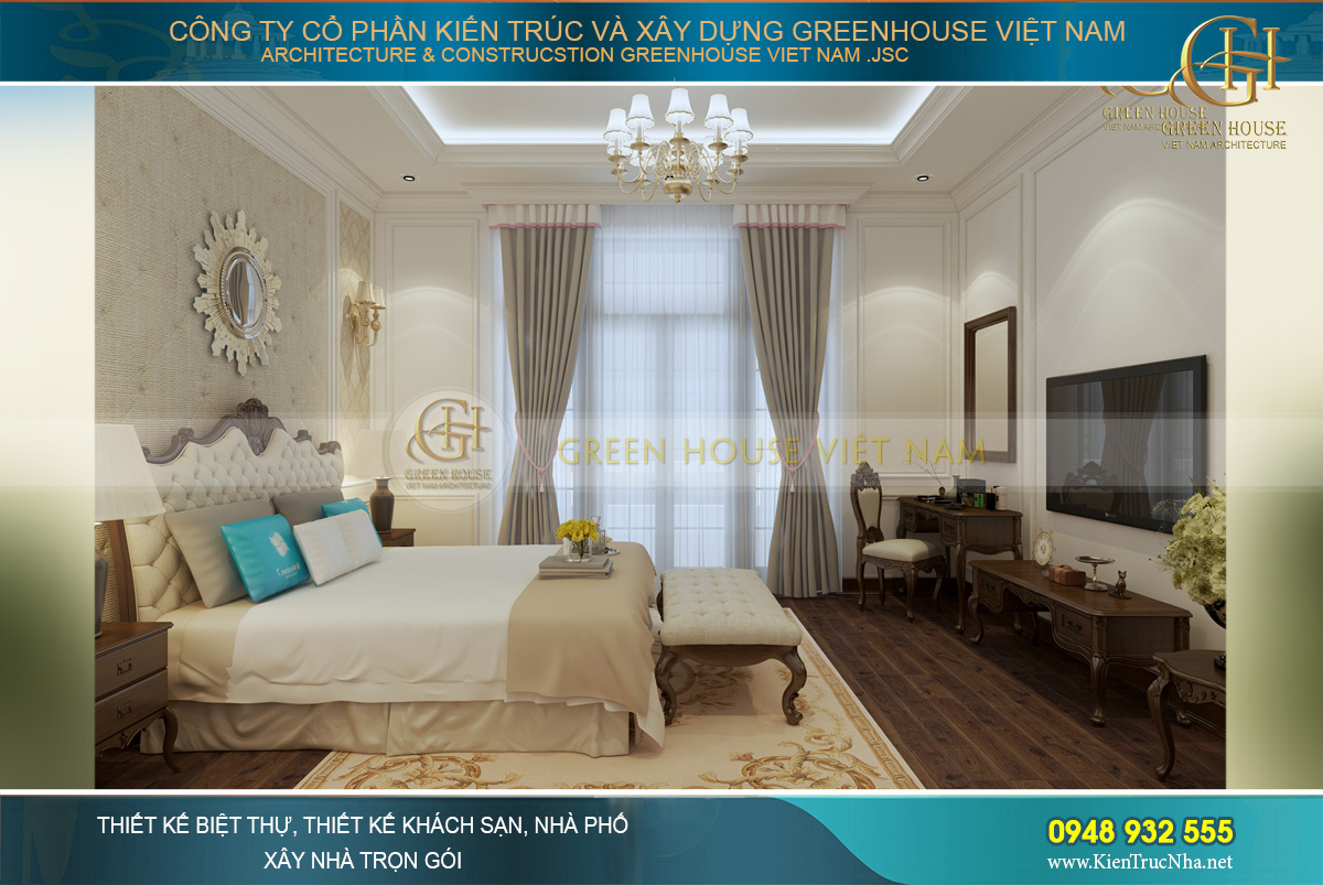 thiết kế nội thất nhà phố tân cổ điển 4 tầng