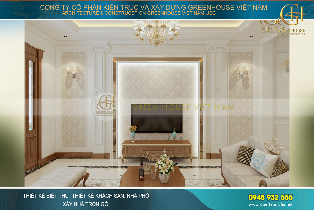 thiết kế nội thất nhà phố tân cổ điển 4 tầng