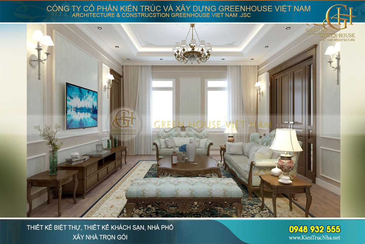 thiết kế biệt thự tân cổ điển 3 tầng tại bắc giang