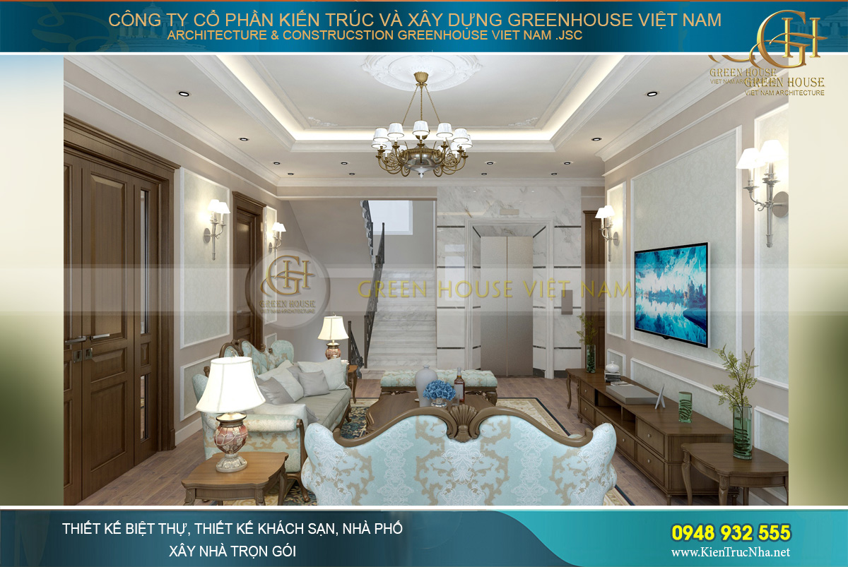 thiết kế biệt thự tân cổ điển 3 tầng tại bắc giang