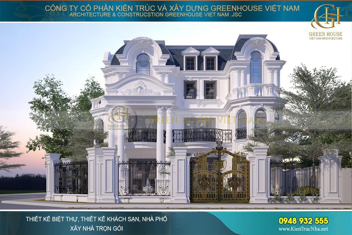 thiết kế biệt thự tân cổ điển 3 tầng tại bắc giang
