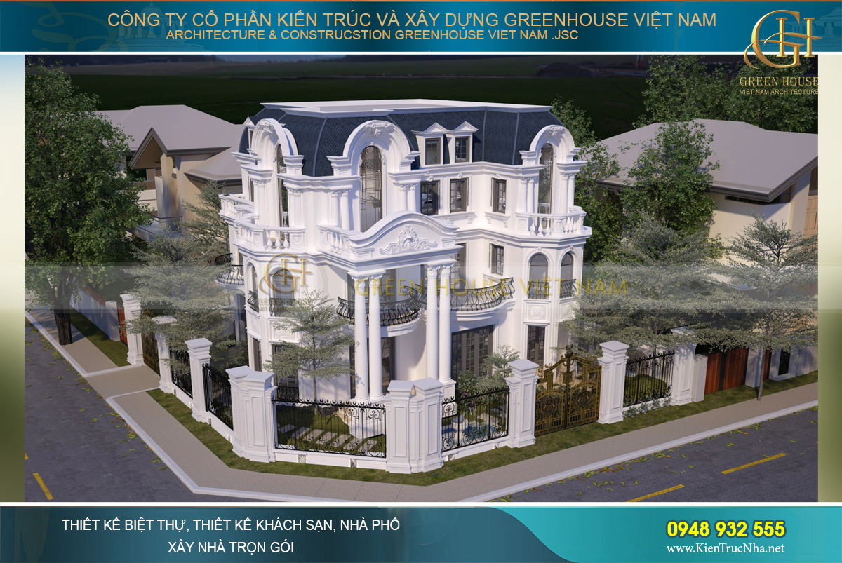 thiết kế biệt thự tân cổ điển 3 tầng tại bắc giang