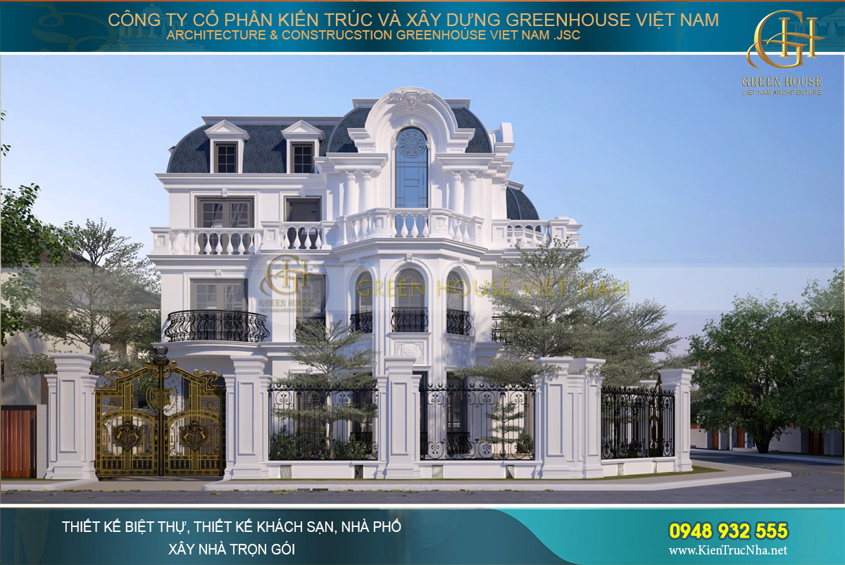 thiết kế biệt thự tân cổ điển 3 tầng tại bắc giang
