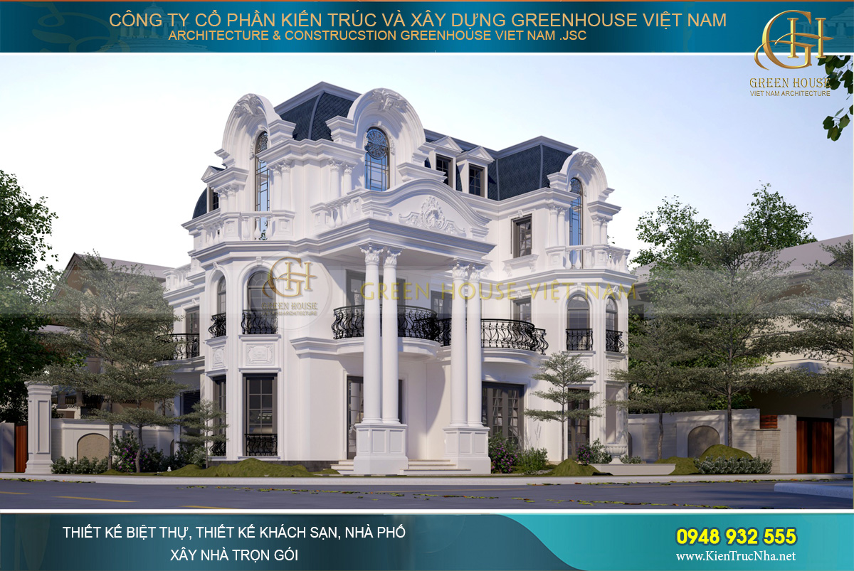 thiết kế biệt thự tân cổ điển 3 tầng tại bắc giang