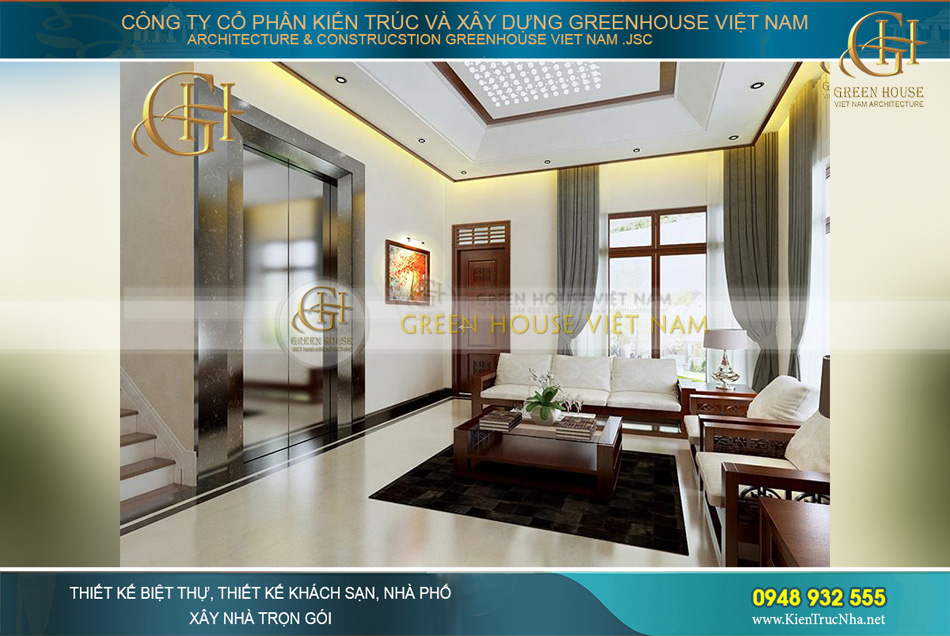 thiết kế nội thất biệt thự Á đông 4 tầng tại bắc giang