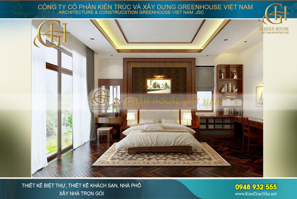 thiết kế nội thất biệt thự Á đông 4 tầng tại bắc giang