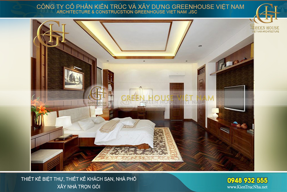 thiết kế nội thất biệt thự Á đông 4 tầng tại bắc giang