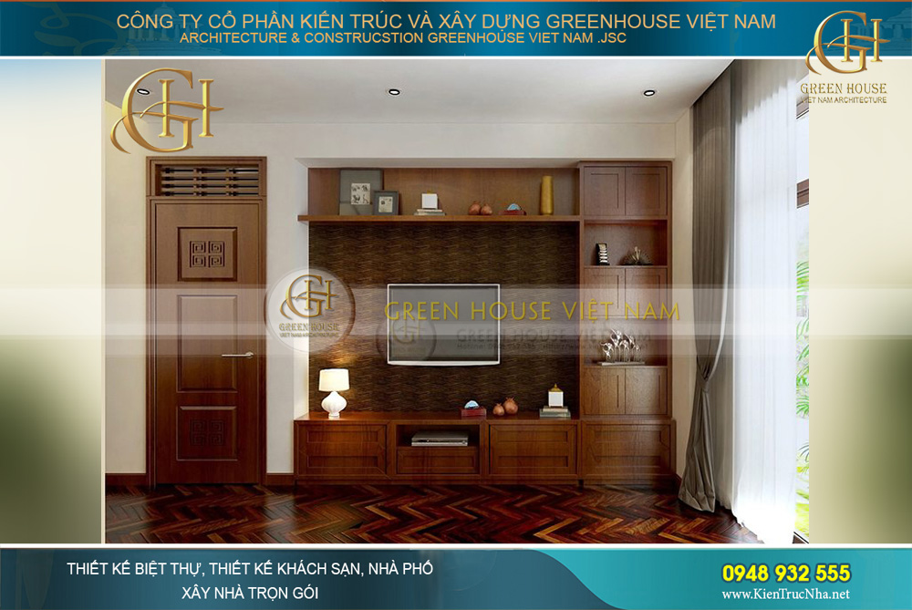 thiết kế nội thất biệt thự Á đông 4 tầng tại bắc giang