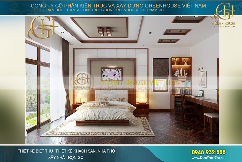 thiết kế nội thất biệt thự Á đông 4 tầng tại bắc giang