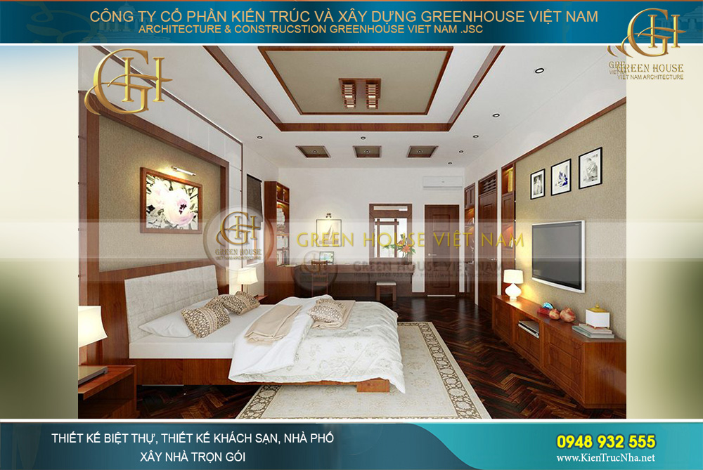 thiết kế nội thất biệt thự Á đông 4 tầng tại bắc giang