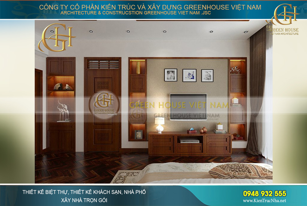 thiết kế nội thất biệt thự Á đông 4 tầng tại bắc giang