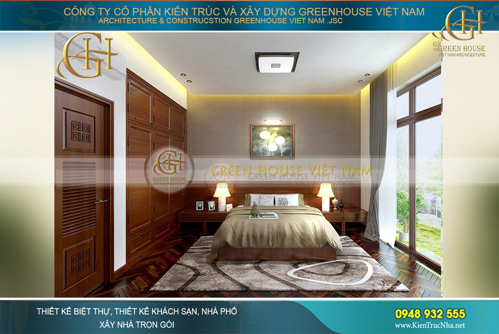 thiết kế nội thất biệt thự Á đông 4 tầng tại bắc giang