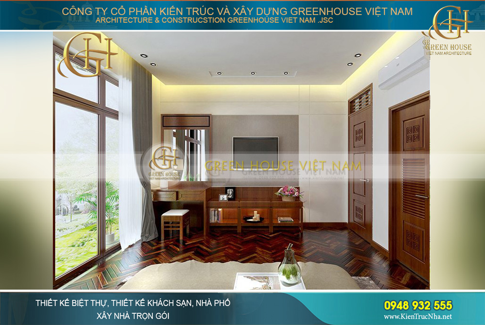 thiết kế nội thất biệt thự Á đông 4 tầng tại bắc giang