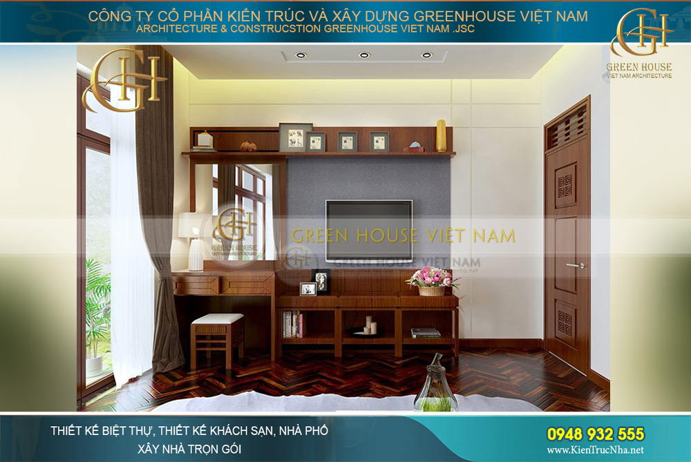 thiết kế nội thất biệt thự Á đông 4 tầng tại bắc giang