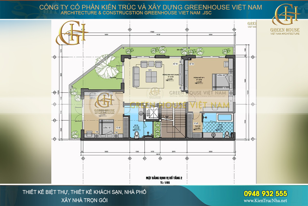 thiết kế nội thất biệt thự Á đông 4 tầng tại bắc giang