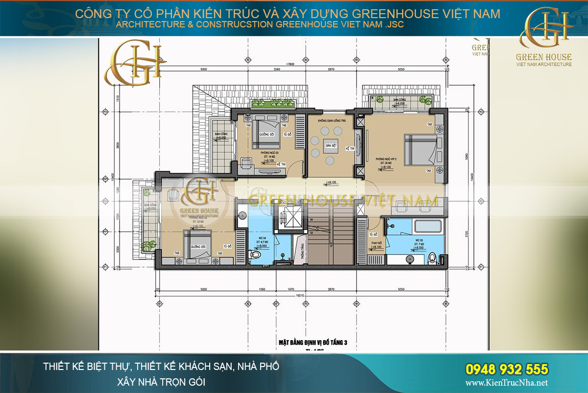 thiết kế nội thất biệt thự Á đông 4 tầng tại bắc giang