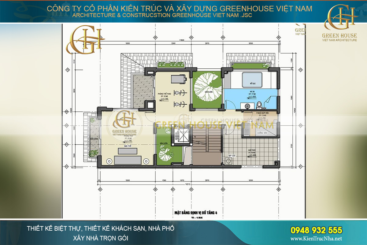thiết kế nội thất biệt thự Á đông 4 tầng tại bắc giang
